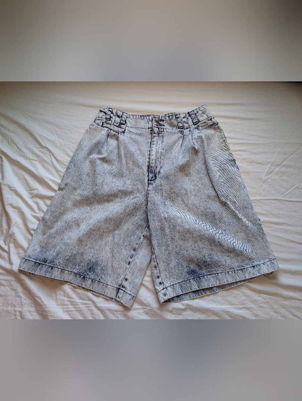 Vintage Jack Mulqueen Acid Wash Bermuda Style Shorts W12 Light Wash